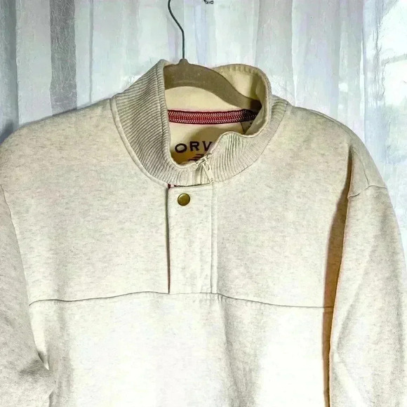 Orvis  Men's Size M long sleeve white 1/4 zip mock neck sweatshirt embroidered - Picture 2 of 13